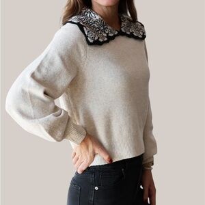 THML | The Stacy Printed Collar Cream Sweater | Sz M